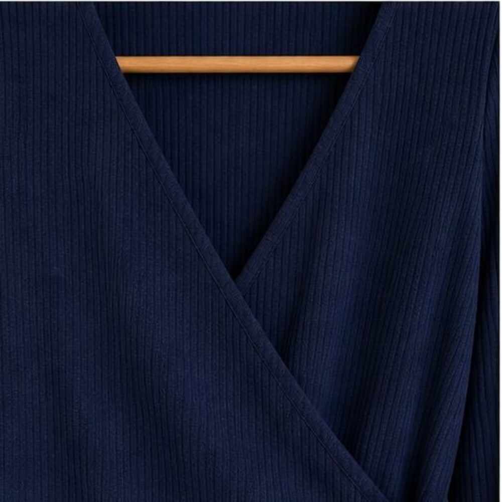 Navy Wrap Blouse - Picture 4 of 6